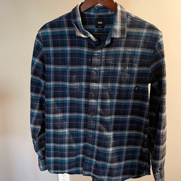 VANS Men's Tailored Fit Flannel - Blue/Black/White - M - Picture 1 of 4